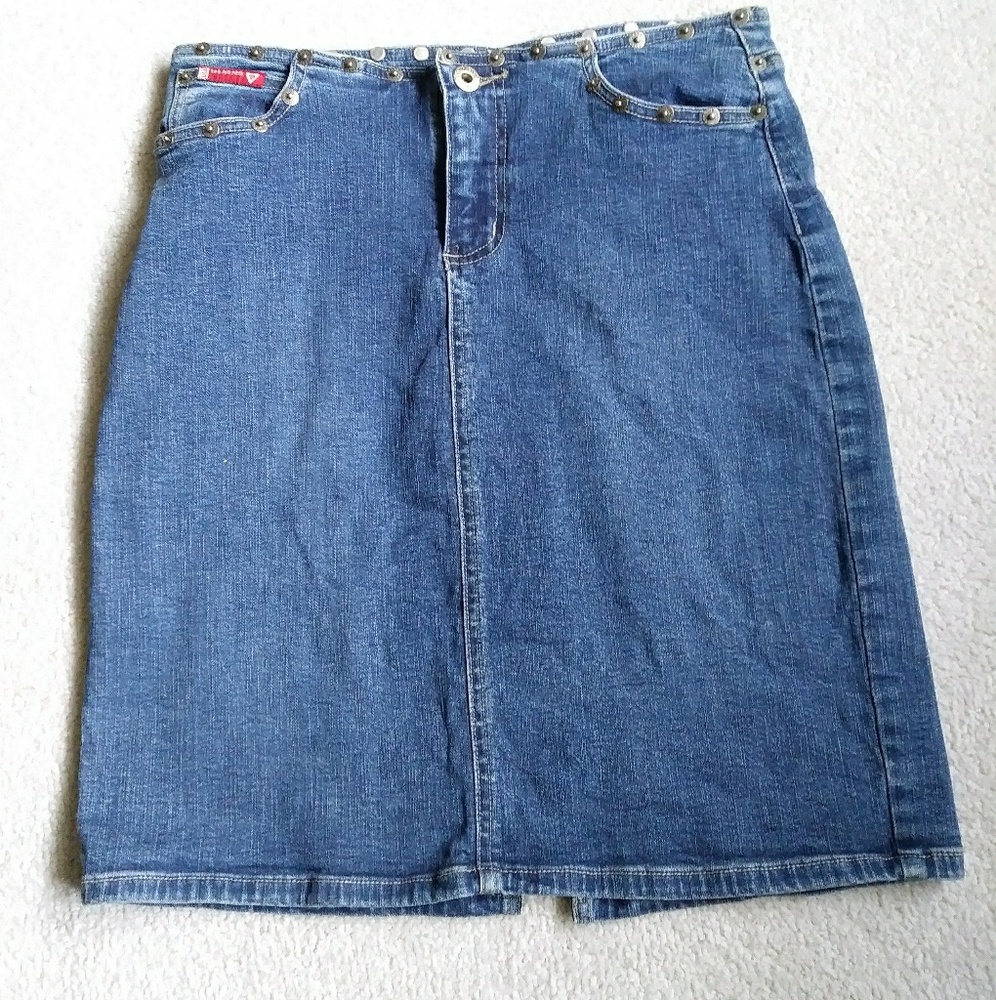GUESS blue denim stretch skirt